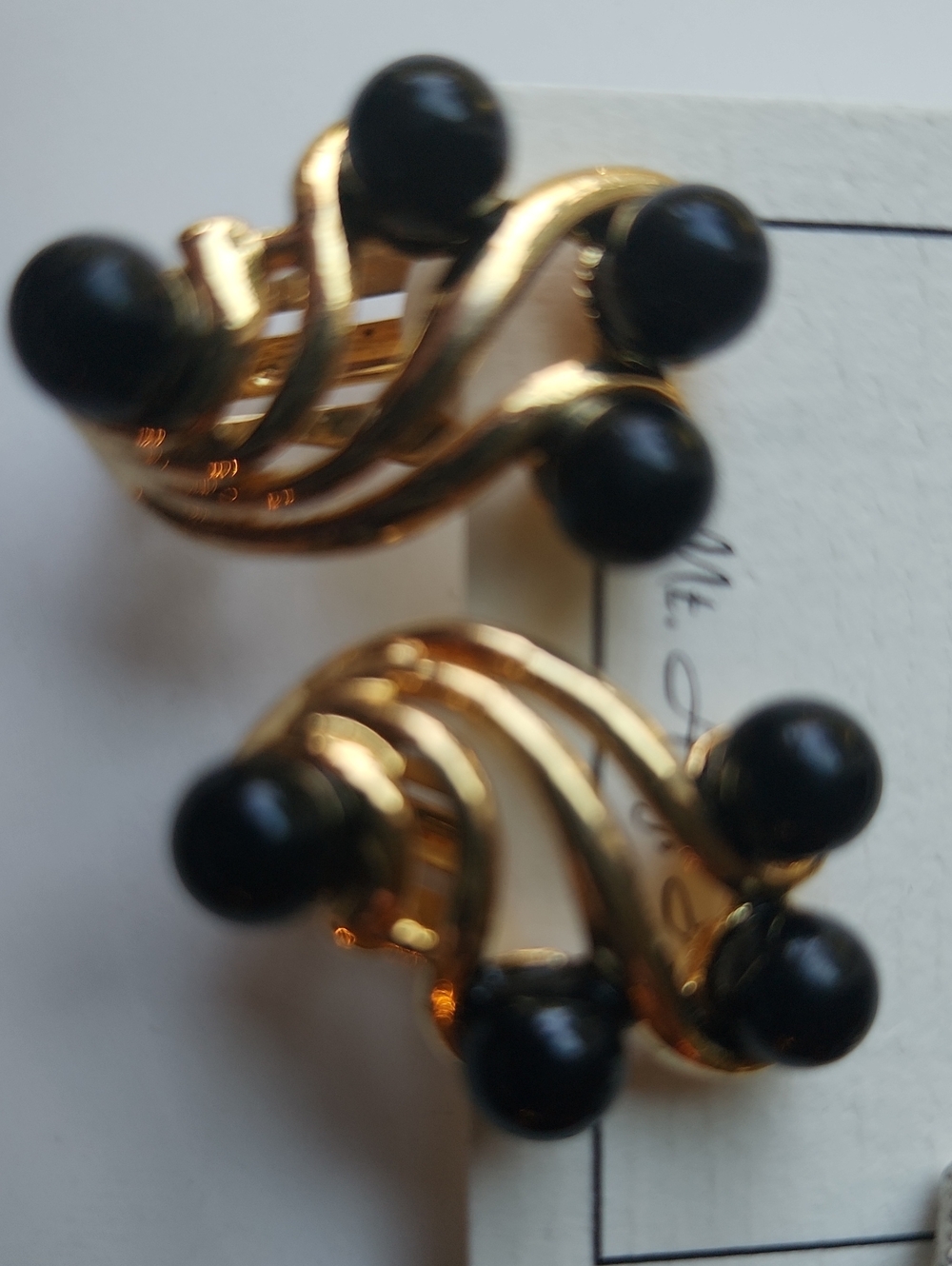 Gold and Black Swirl Clip-On Earrings